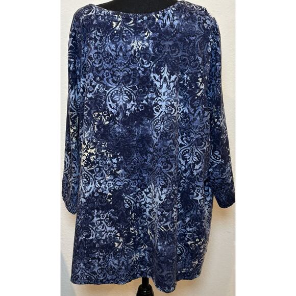 Catherines Blue Knit Blouse V-Neck Neck 3/4 Sleeves Size 3X - Picture 3 of 3